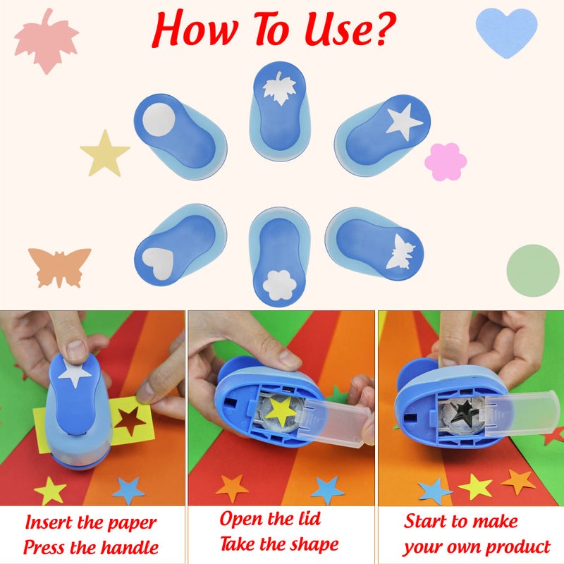 ECOHU Set 6 Craft Hole Punch 1-inch  Craft Punchers - Heart  Circle  Star  Butterfly  Maple Leaf  Flower Paper Punch Sets for Crafting & DIY Projects. (Set 6) - Image 5